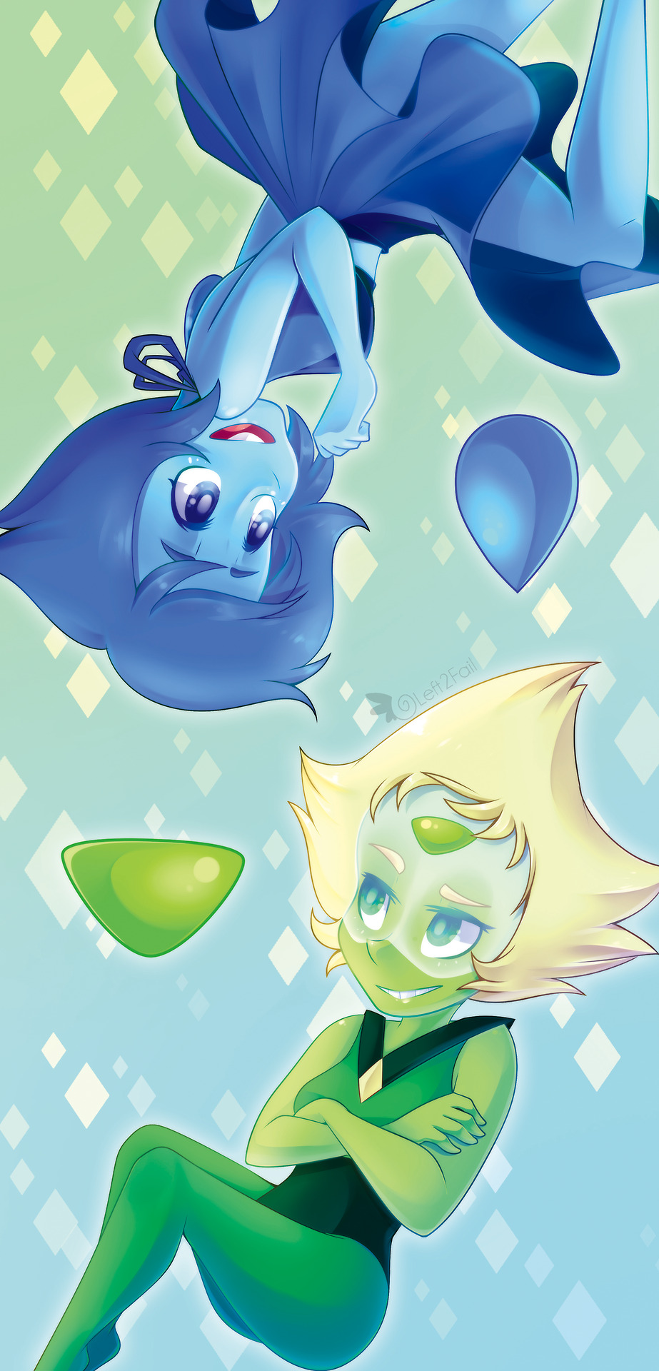 Lapis + Peridot Bookmark c: Will be specially printed which I’ll show when the time comes ;D (colors may look off since it had to be CMYK and I worked on it in RGB. oops) Redbubble