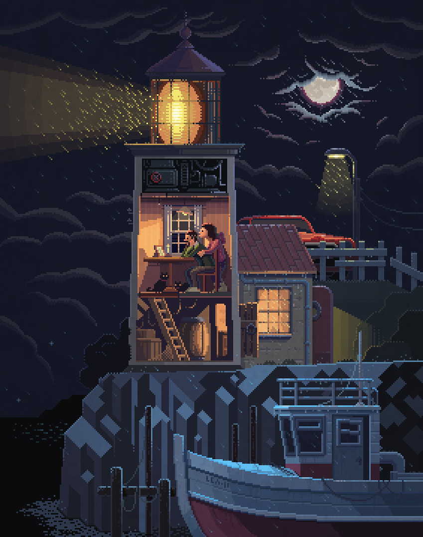 Scene #34: ‘Lighthouse’
Pixel Art illustrations by Octavi Navarro. www.pixelshuh.com