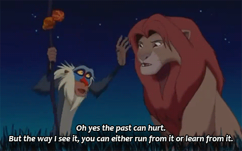 Image result for lion king rafiki run from it or learn from it gif