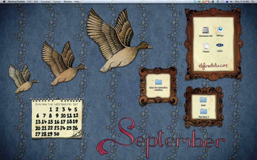 September’s desktops are available from my blog! Horah for flying ducks! - Natalie