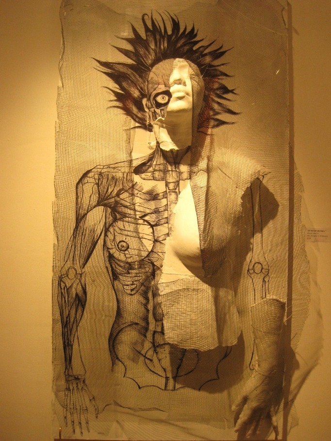 “Slit-Naked-Madness” 2008 OHP pens, Plaster of paris this is my pre-thesis when i was in my 3rd year in PHSA (phillipine high school for the arts) concept: artificial beauty (plastic surgery)
