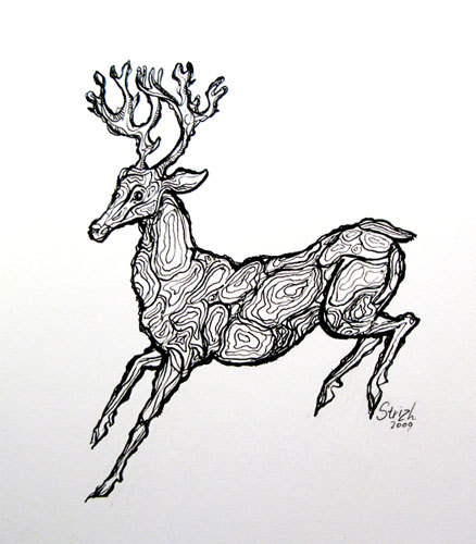 Deer for Ku (indian ink) http://strizh.tumblr.com/
