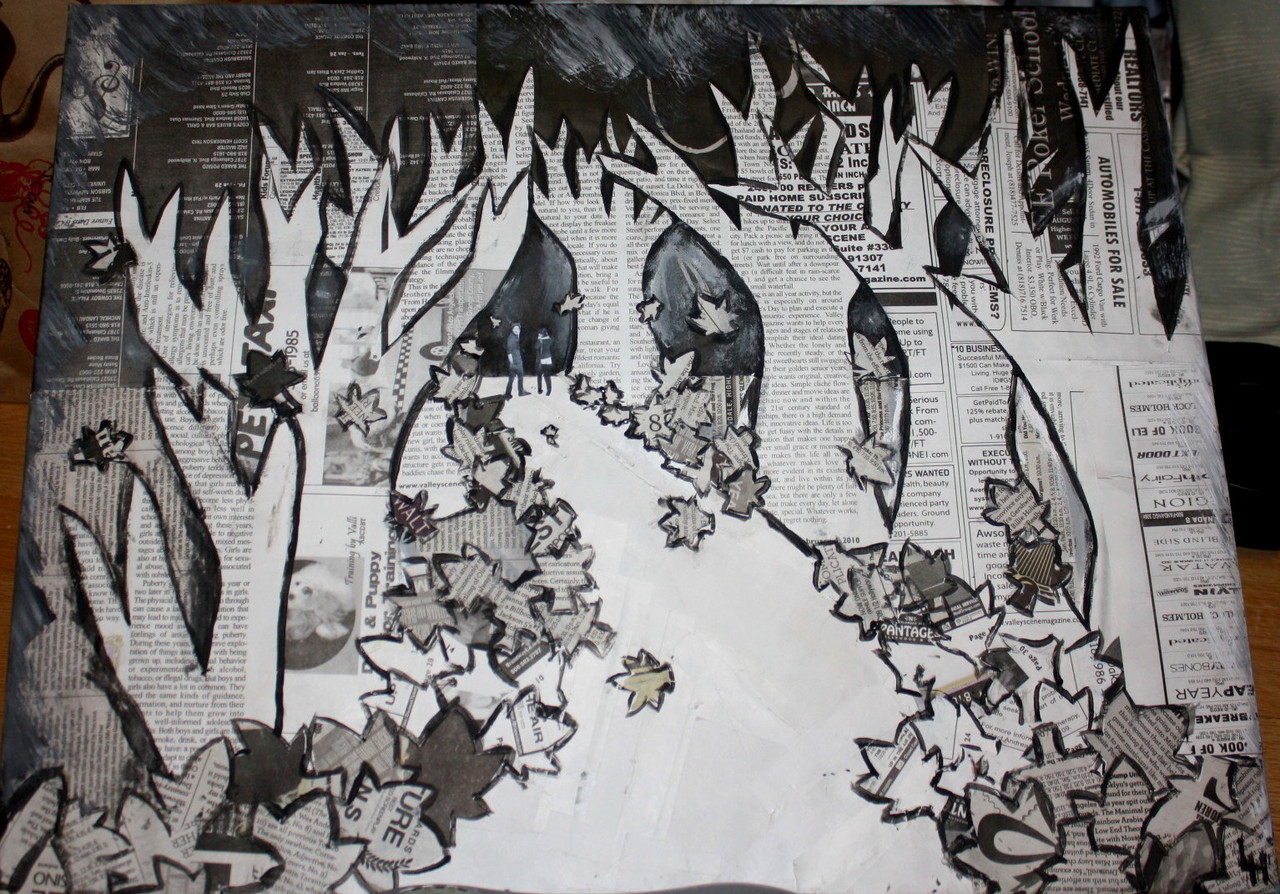 Painting/Collage; Newspaper Forest