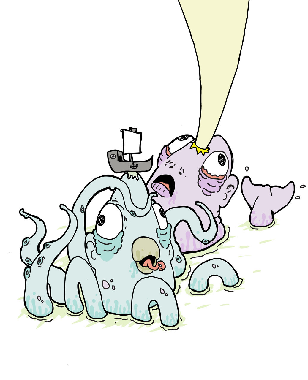 octopus and whale kbellenie.tumblr.com