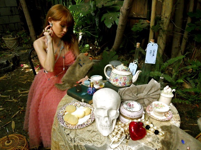We had a tea party! Photo for Etsy store SkullNBows.