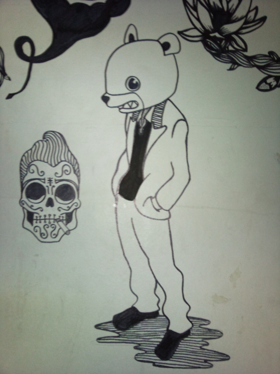 sharpie on wall, part of a mural im working on. follow me to see more if you like it.