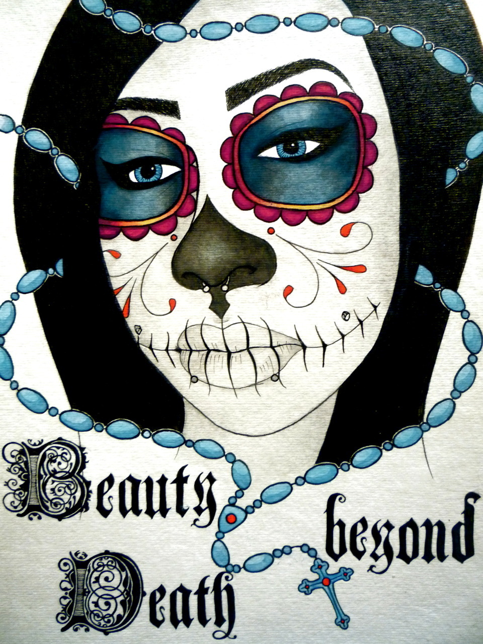 Artist Name: Chiang Pinkney Name Of Piece: Beauty Beyond Death Ink and Watercolor