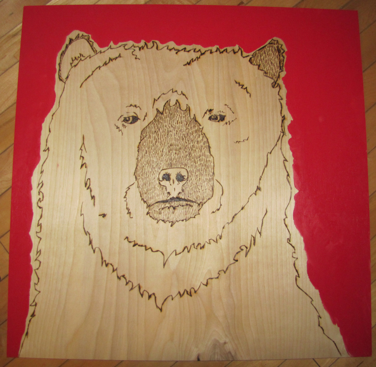 wood burning of a grizzly bear