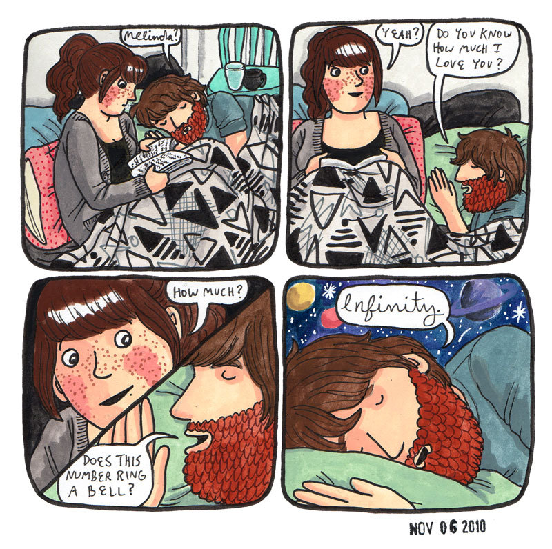 Infinity. I paint diary comics…see more at www.melindaboyce.com or follow me at www.ginghamghost.com!