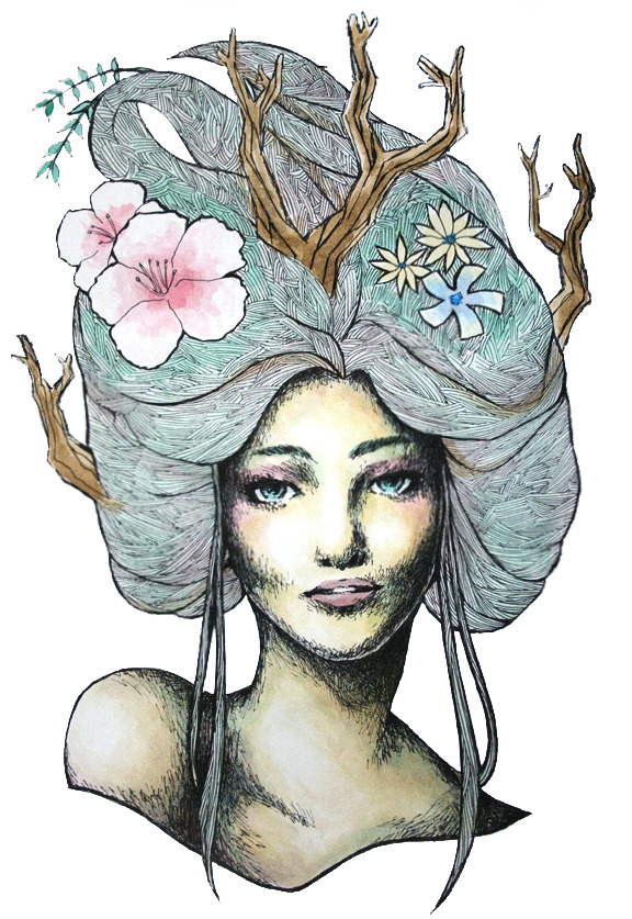 “Mother Nature” pen and watercolor. http://proudlygeeky.tumblr.com/