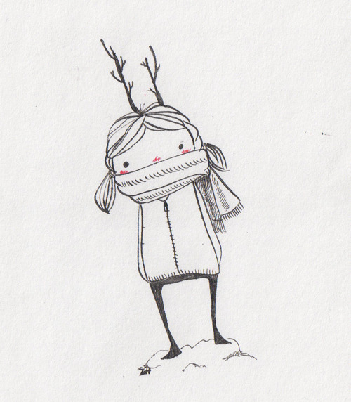 a chilly little antlered girl I doodled today.