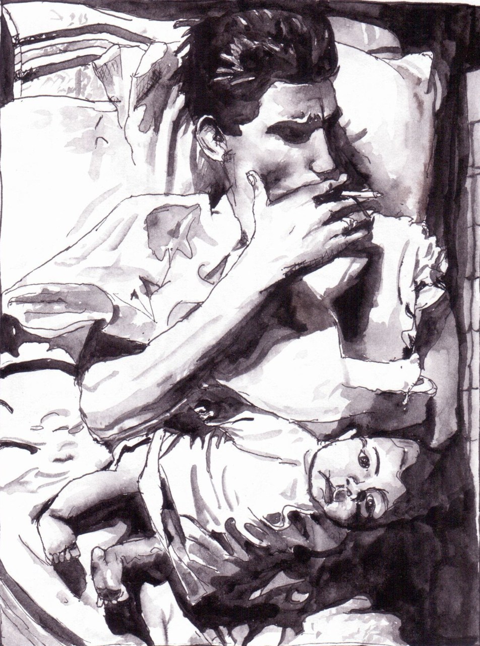 I did this drawing of a photo by Larry Clark with pen and watercolors ½/2011 - 15 years old if you want to see more of my work here’s my flickr: http://www.flickr.com/photos/mariana_rolling_stoned/