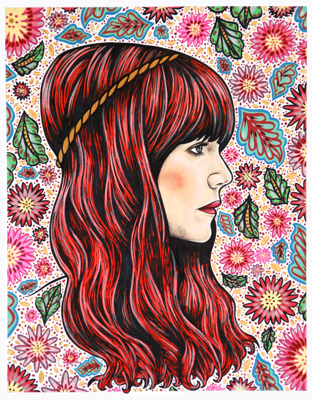 “Jenny” January 2011 14″ x 17″ Strathmore Bristol (Smooth) Colored Pencil, Pastel, Sharpie and Gouache By Jade Sheldon