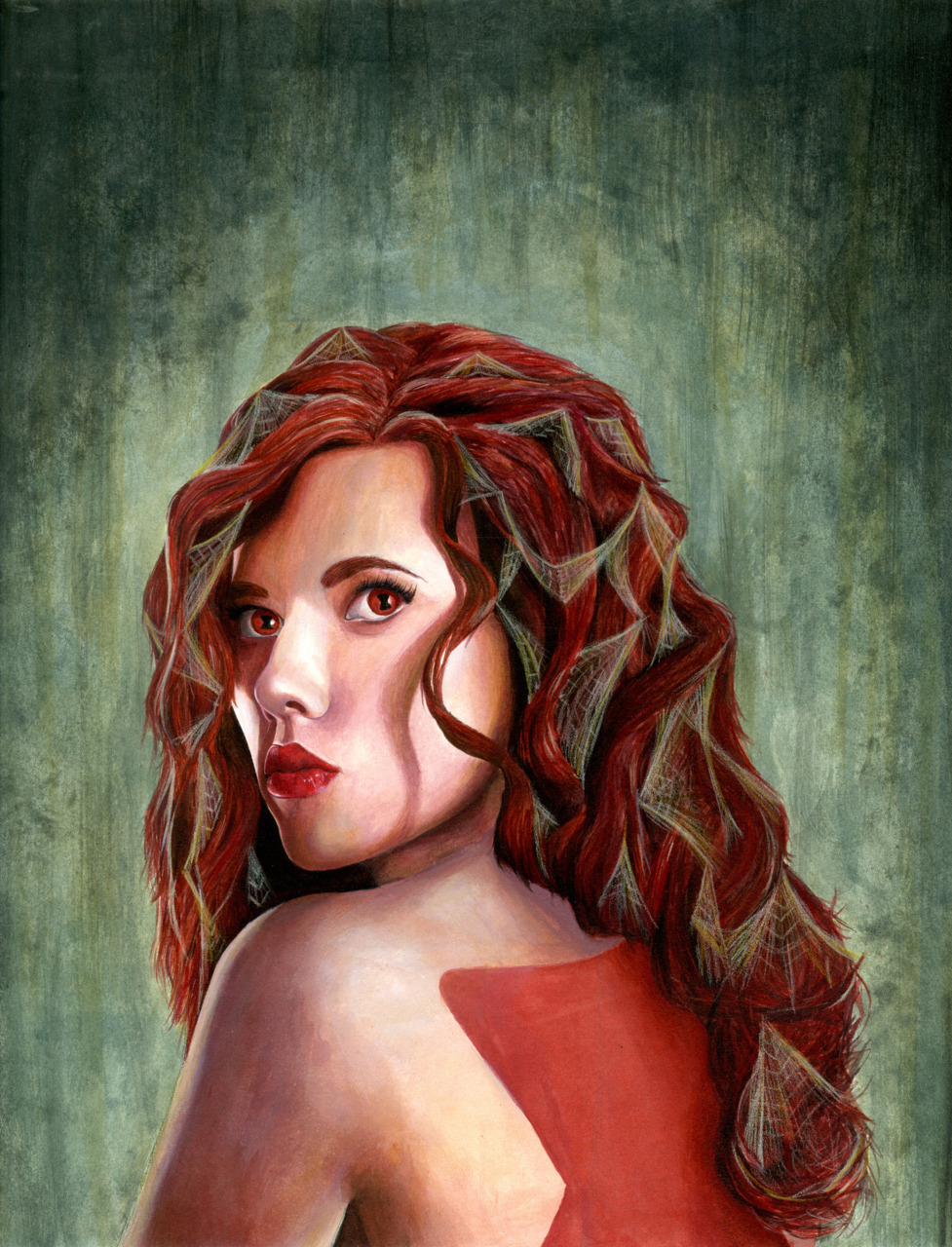 Scarlett Johannson - Black Widow Woman (Acrylic Inks) http://megantruax.tumblr.com/