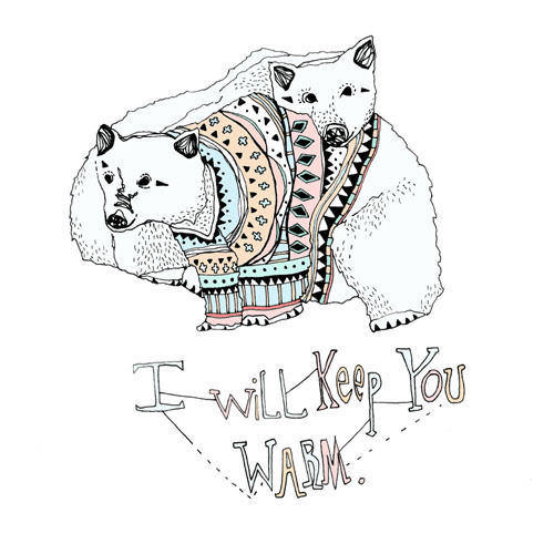 i’ll keep you warm by meeralee. ALL proceeds from the sale of this print go directly to the Cooley’s Anemia Foundation, to help find a cure for Thalassemia patients. help!