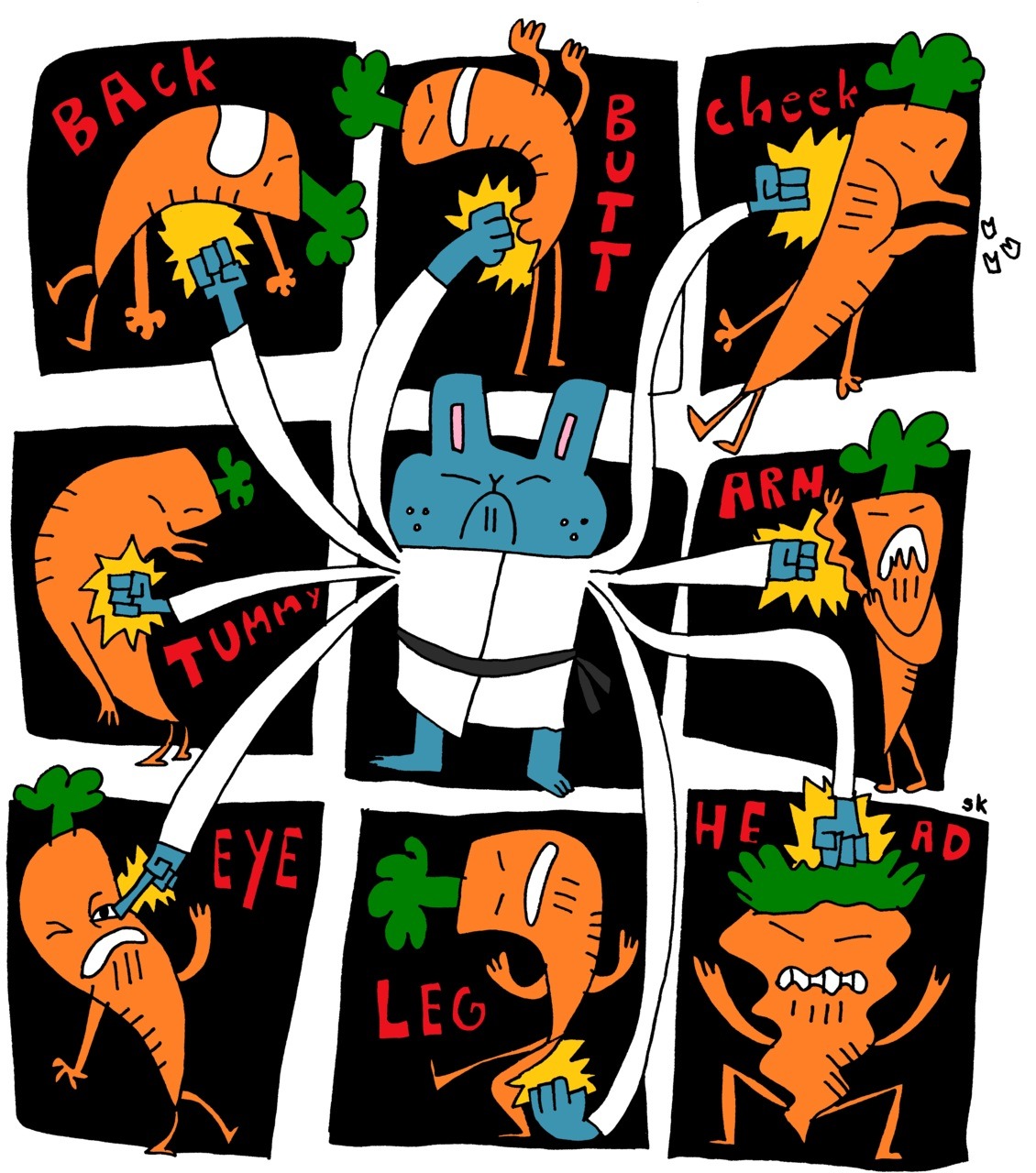 “Eight Punch Carrot Brawl” For more comics, please visit my drawing daily page ^__^ http://www.facebook.com/drawingdaily