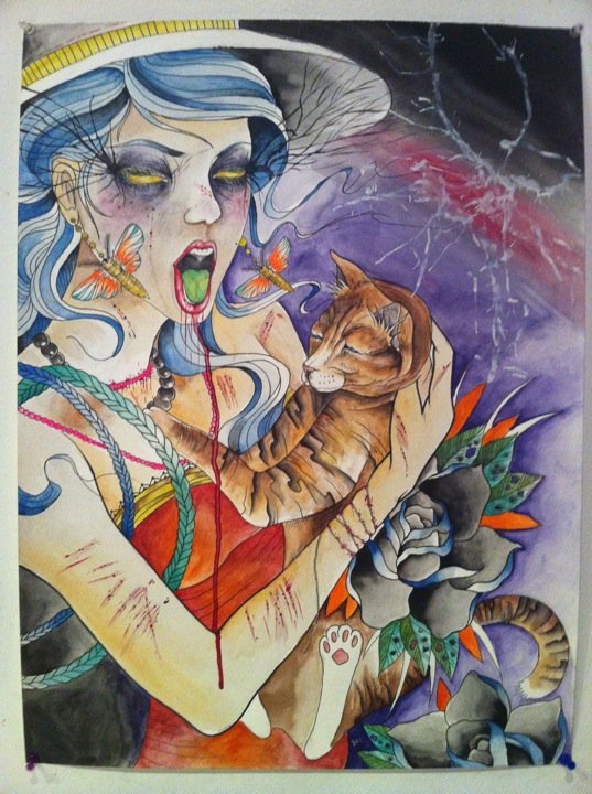 lady watercolor by speck osterhout for sale $120 follow me! www.catsgethigh.com