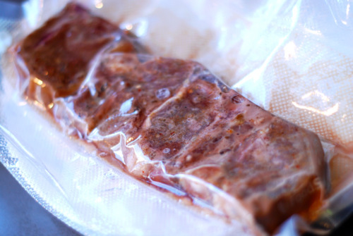 Vacuum sealed goat loin chops ready for the SouSivde Supreme machine.