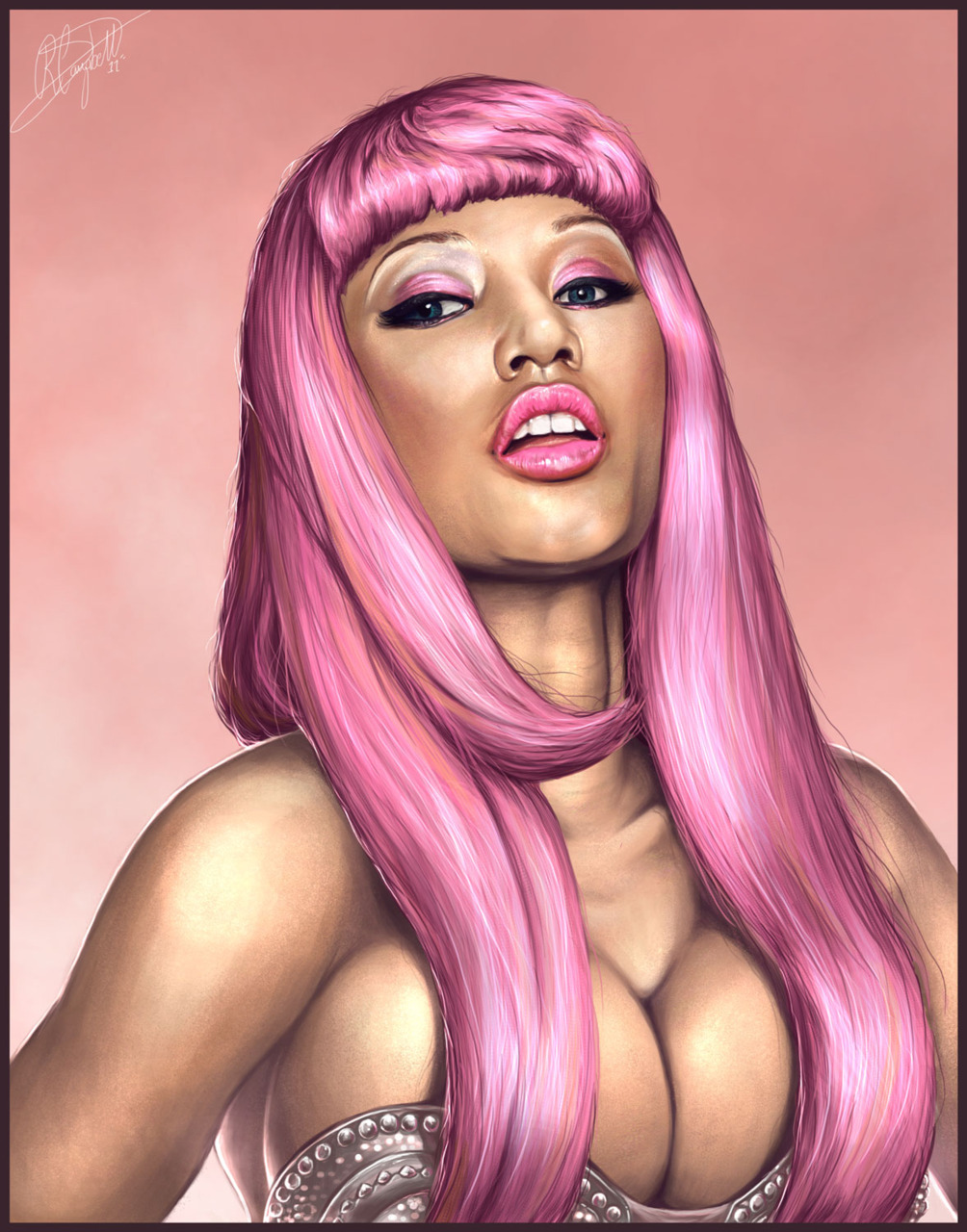 My friend requested me to draw her a picture of Nicki Minaj for her birthday, and so I did! Photoshop Elements 7.0 | Wacom Intuos 4 | About 10 hours. You can full view it here. I just got my new art blog up and running! Feel free to follow!
