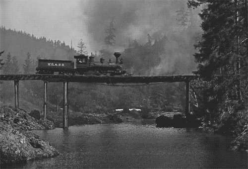 train bridge collapsing black and white gif
