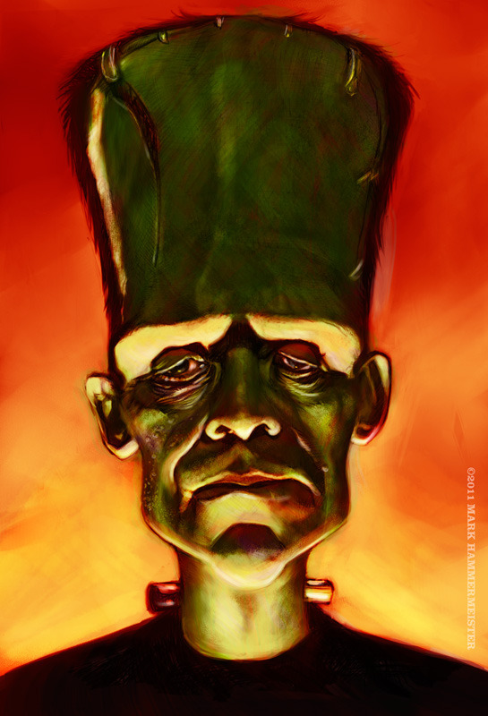 Digital caricature of Boris Karloff in his most famous role.