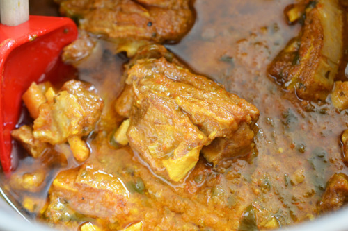 Cooked Instant Pot Indian Curry Lamb Spare Ribs.
