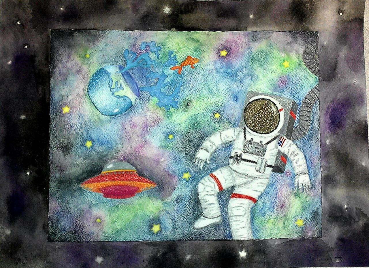 Surreal Spaceman Done in watercolor, watercolor pencil, Prismacolors For more click for my page :)