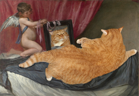My friend Janelle sent me to this website, Cats Improve Art.
Indeed.
Indeed they do.