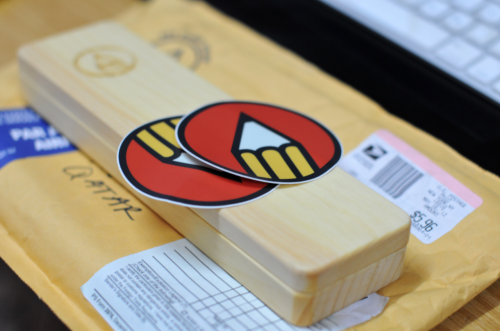 fatmalovestodraw: “ My EATSLEEPDRAW pencil case arrived today with two awesome stickers. Thanks, Lee! ” You’re very welcome. Enjoy! — We have a few left, get your Pencil Pod here. Free global shipping. This was sent all the way to Qatar.