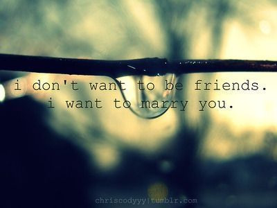 I don’t want to be friends. I want to marry you 