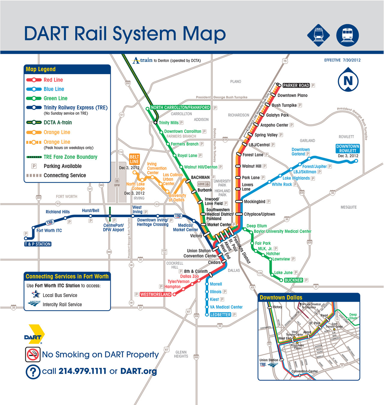 official map: dallas dart light rail system hot