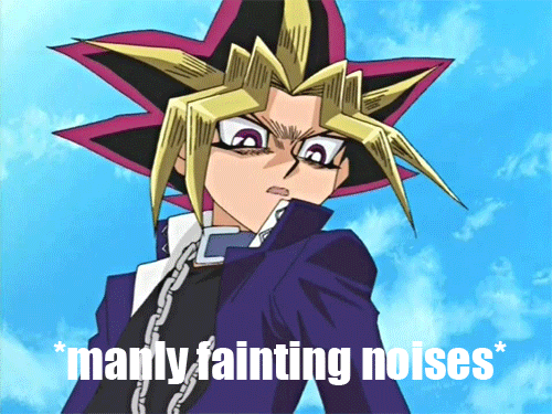 Image result for gif yami yugi manly fainting noises