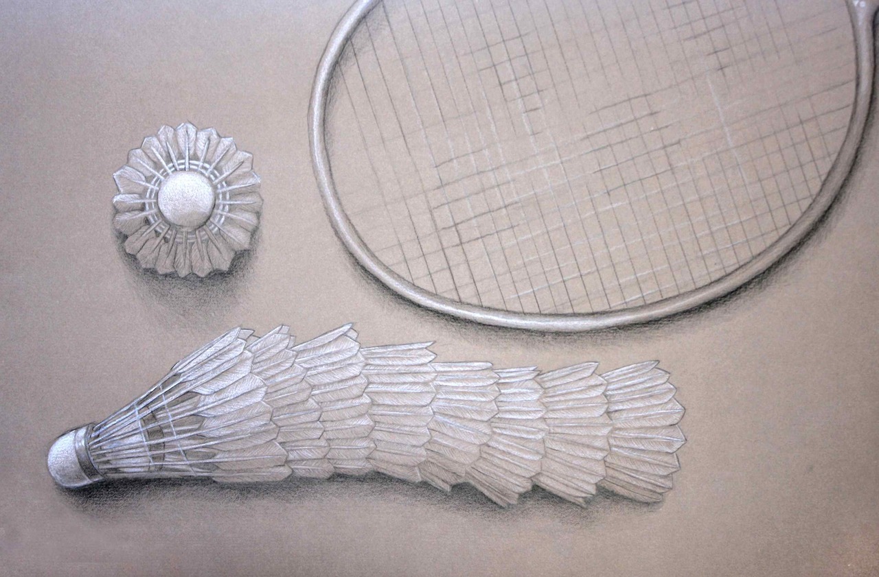 It’s badminton. Drawn with pencil and colored pencil