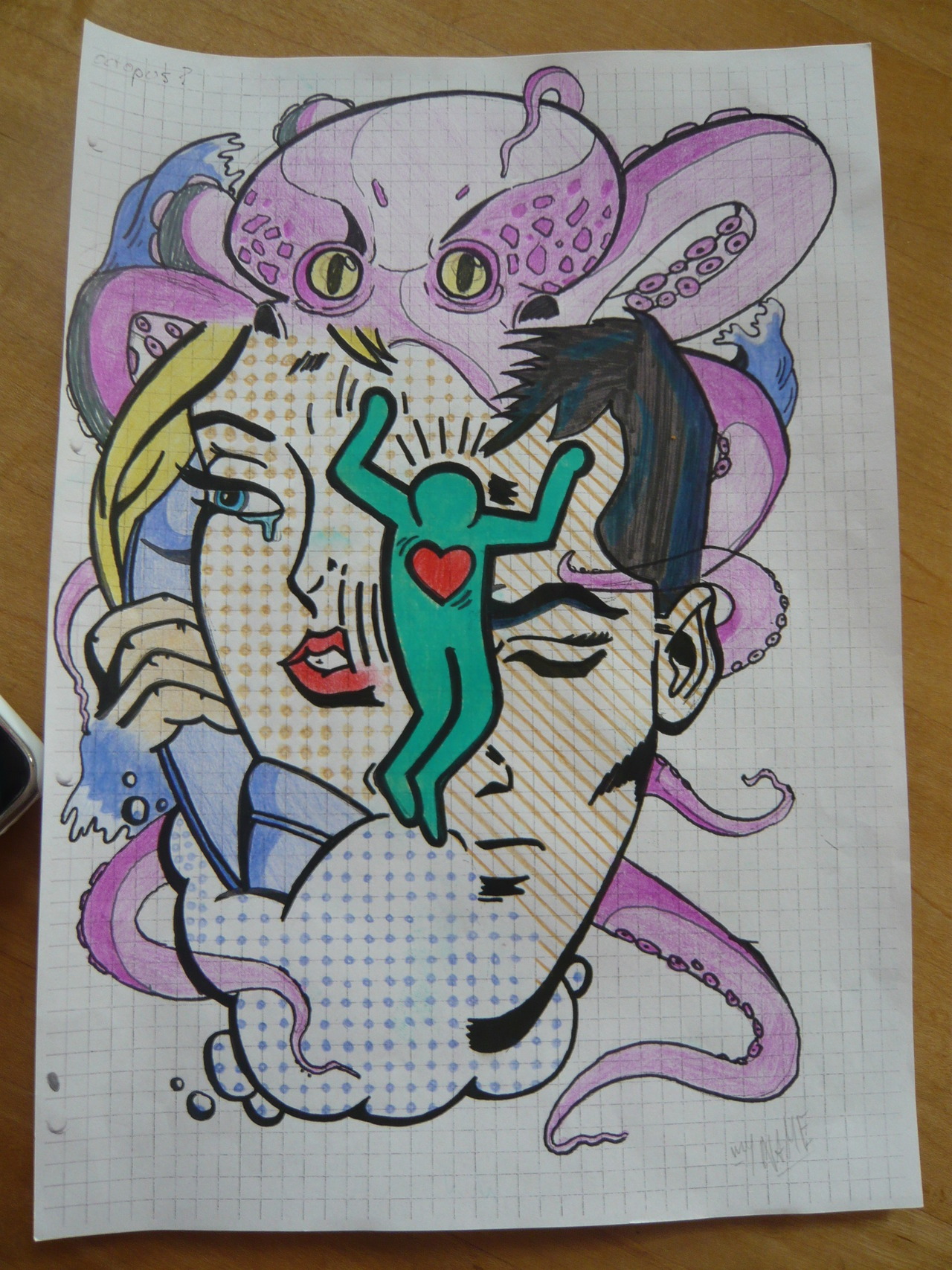 Lichtenstein x Haring x Octopus