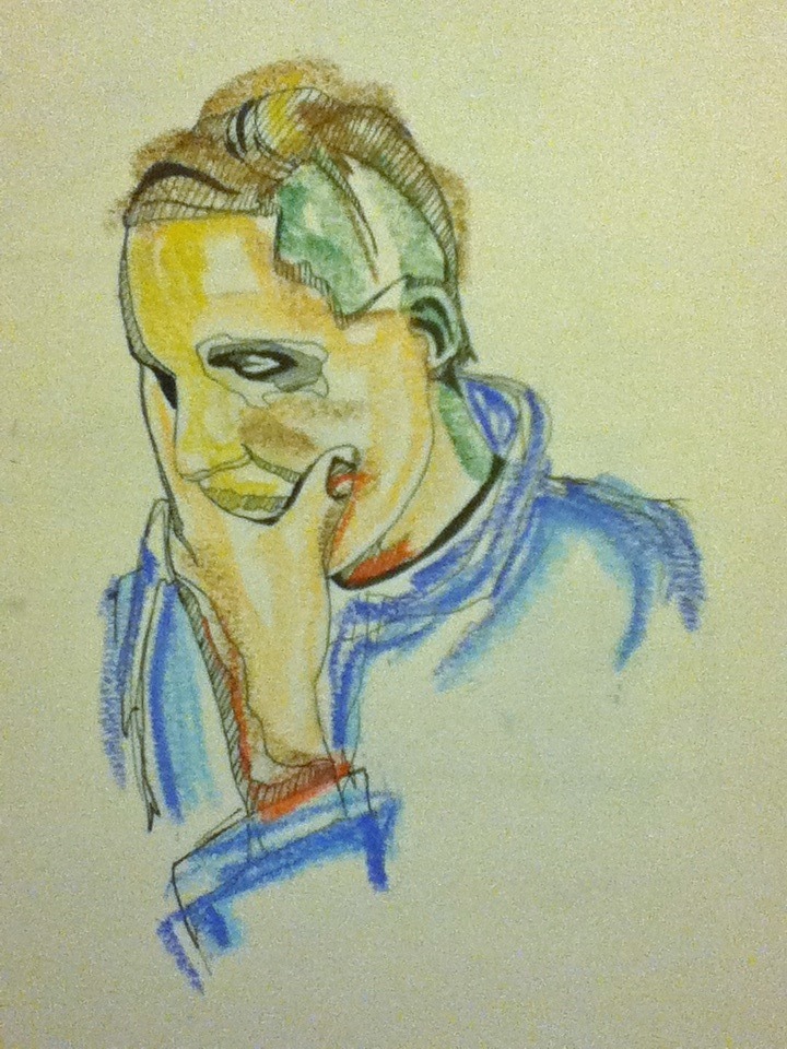 An old sketch of Win Butler from Arcade Fire that I inked and outlined in cheap soft pastels. uzbeki-bekistan.tumblr.com
