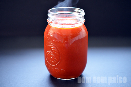 Paleo Sriracha in a pint-sized mason jar.